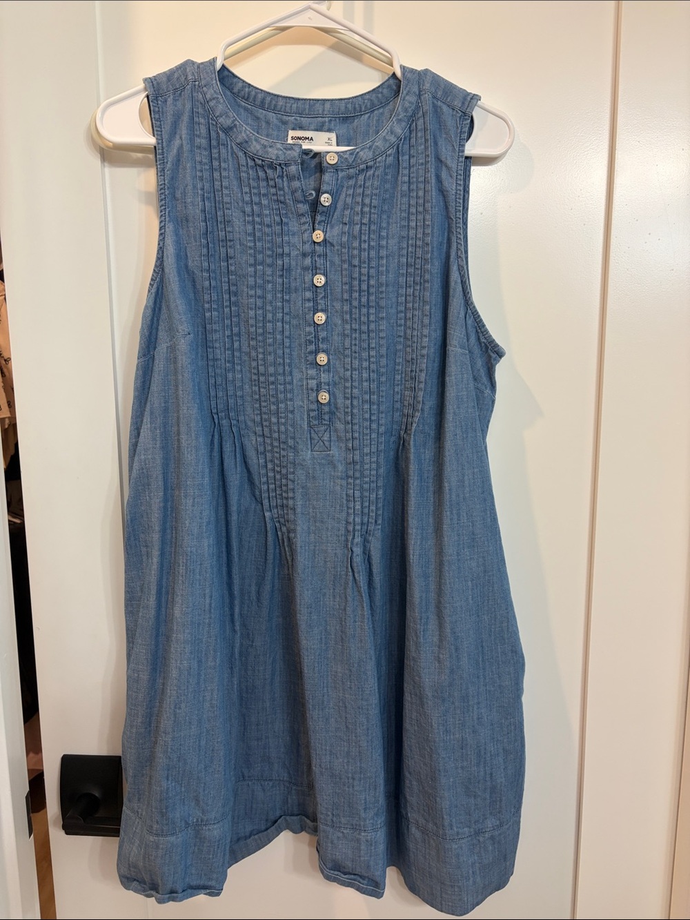 Sonoma Sleeveless Chambray Pintuck Tunic - Blue
